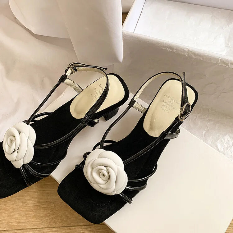 Handmade 3D Flower Open-Toe Sandals