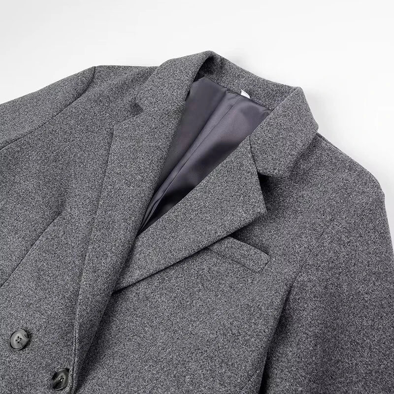 Lapel Striped Oversize Full Sleeve Long Coat