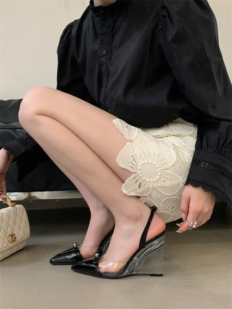 PVC Transparent Pumps Crystal Wedges Heels Shoes