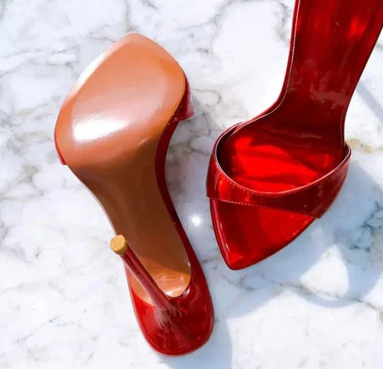 Dazzling Color Peep Toe Ladies Stiletto Sandals