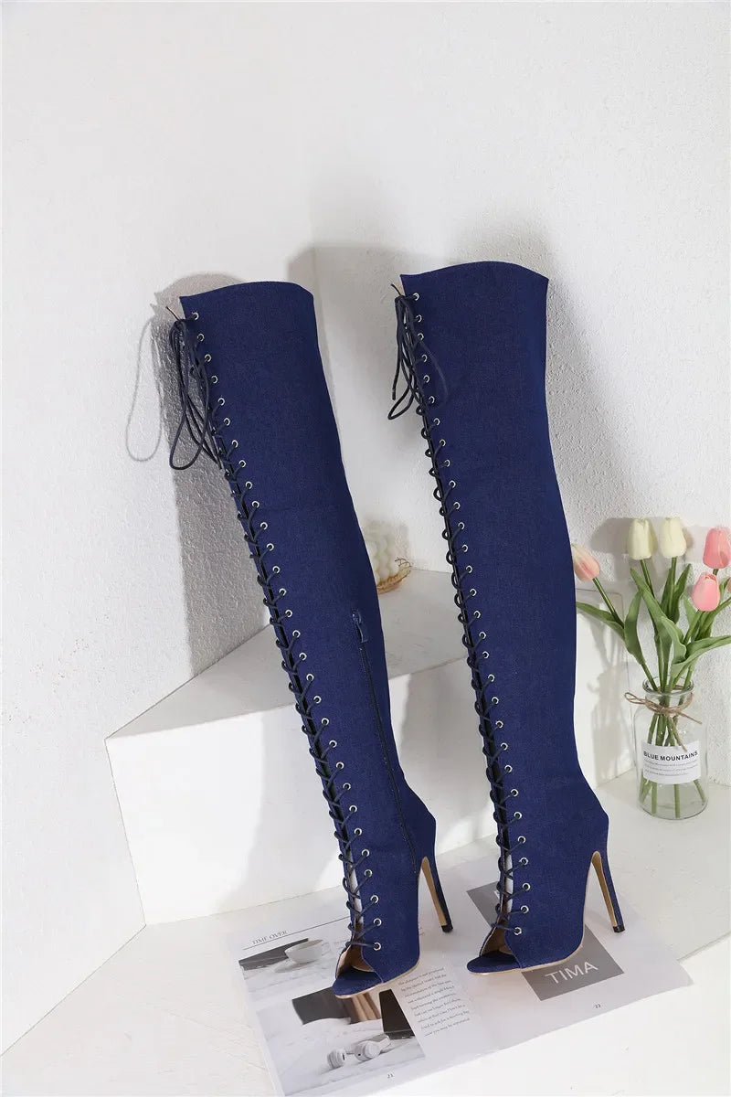 Over-the-knee T-tied Stiletto High Heels Boots