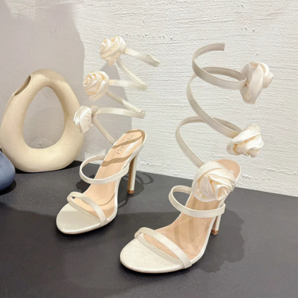 Lace-Up Heels Open Toe Wedding Sandals