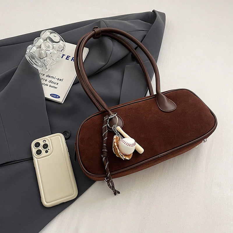 Faux Suede Retro Shoulder Bag for Women