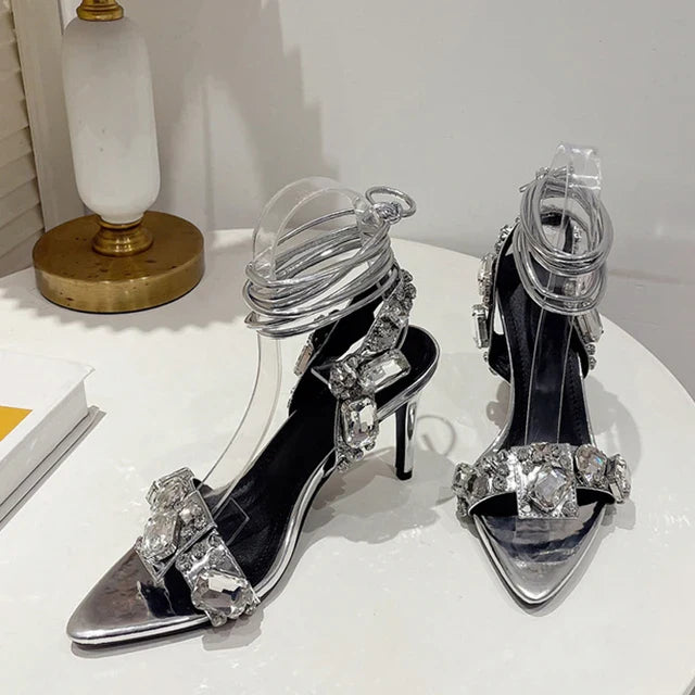 Ankle Strap Stripper Heels Crystal Shoes