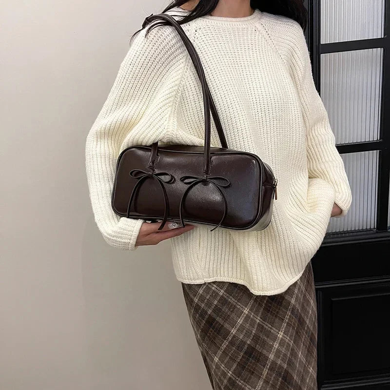 Small Bow Tie Faux Leather Shoulder Bags