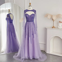 Fuchsia Evening Dress with Cape Sleeves