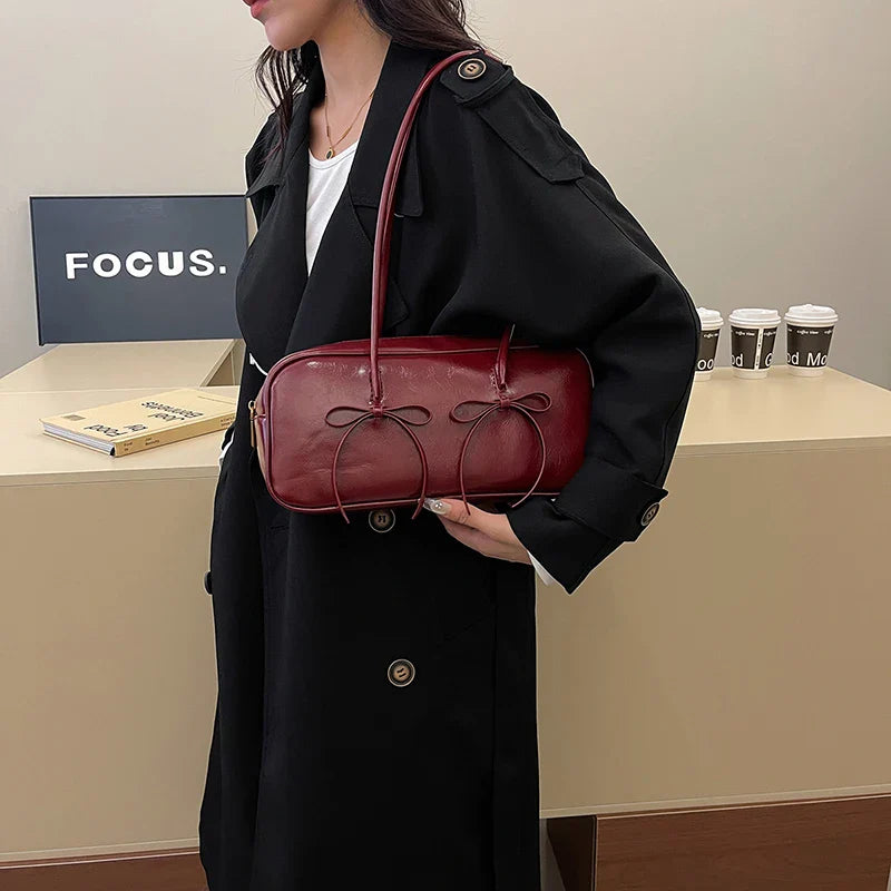 Small Bow Tie Faux Leather Shoulder Bags