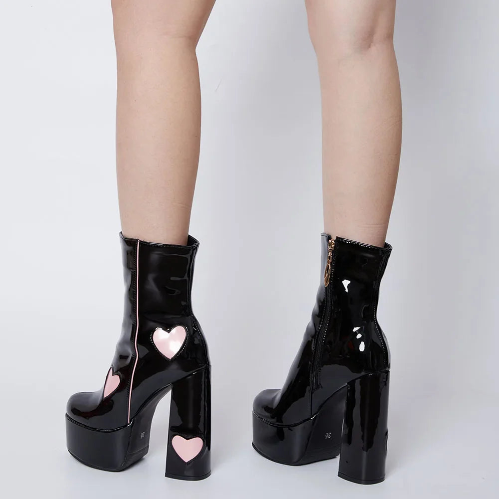 Women Ankle Boots Design Heart