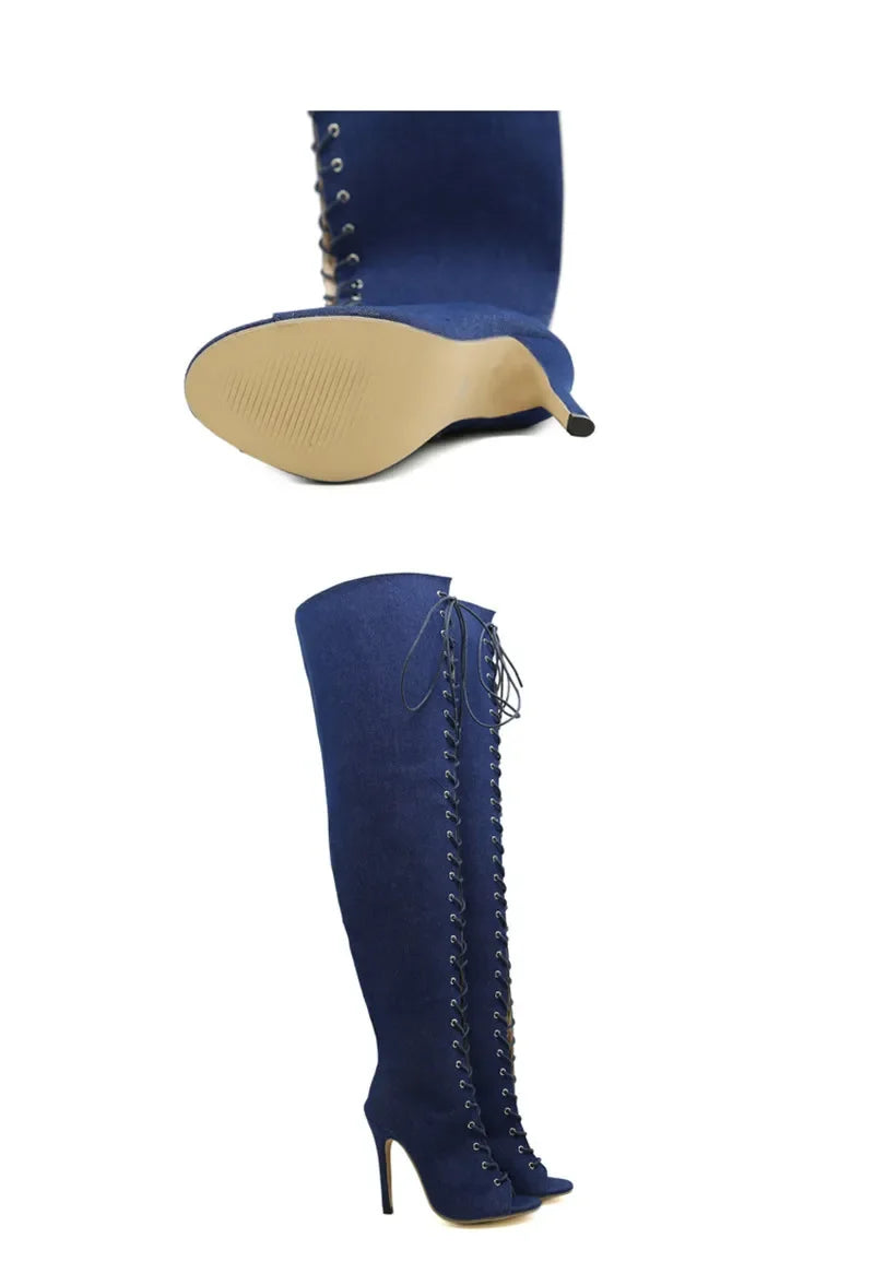 Over-the-knee T-tied Stiletto High Heels Boots