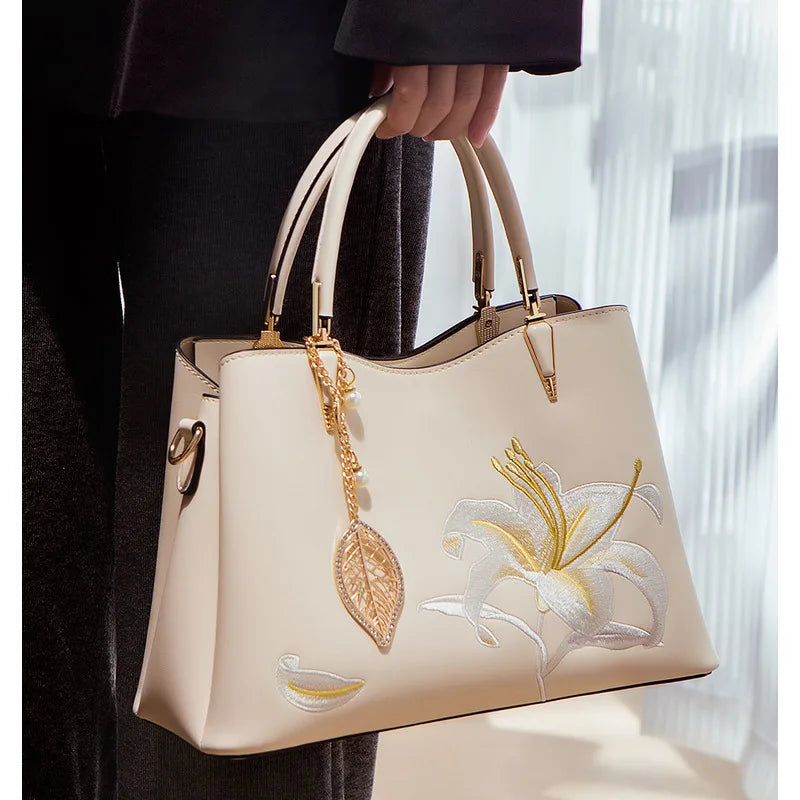 Embroidered Large Capacity Shoulder Bag