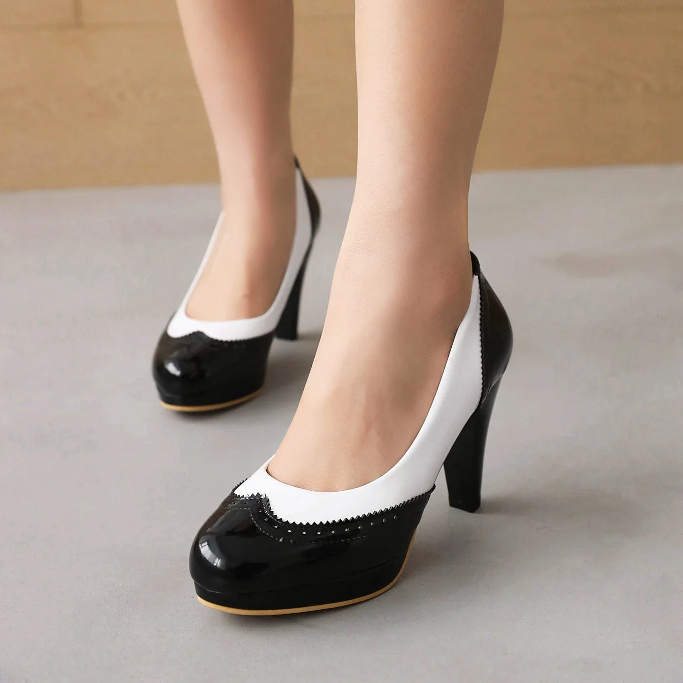 Pumps Thick Heel Round Toe Shoes