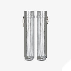 Silver High Heel Knee High Lock Pant Boots