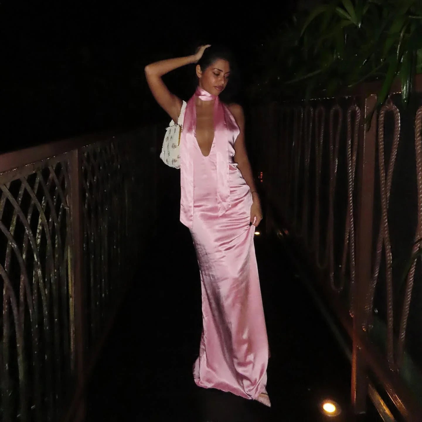 Satin Open Back Dress