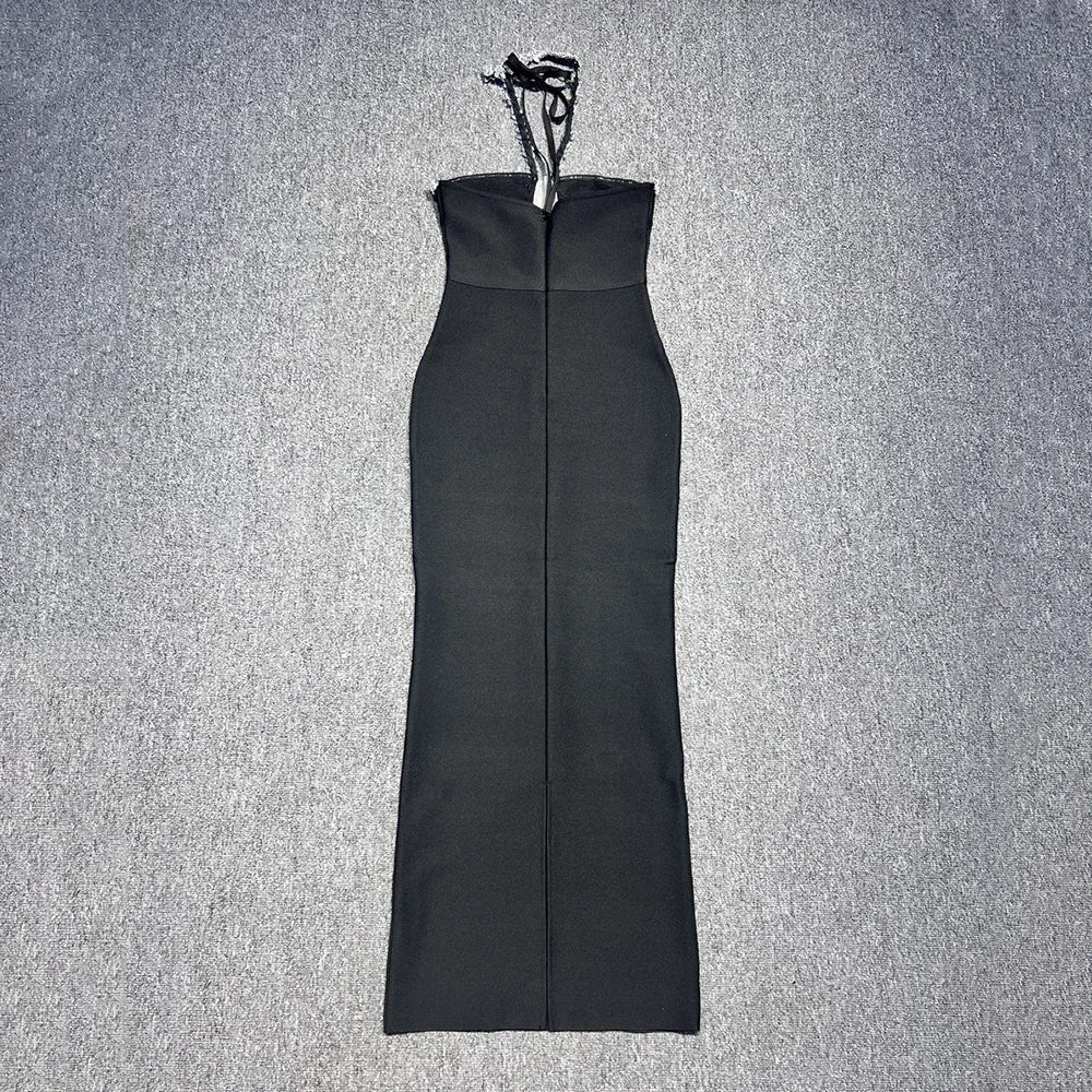 Black Diamond Strapless Maxi Bandage Dress