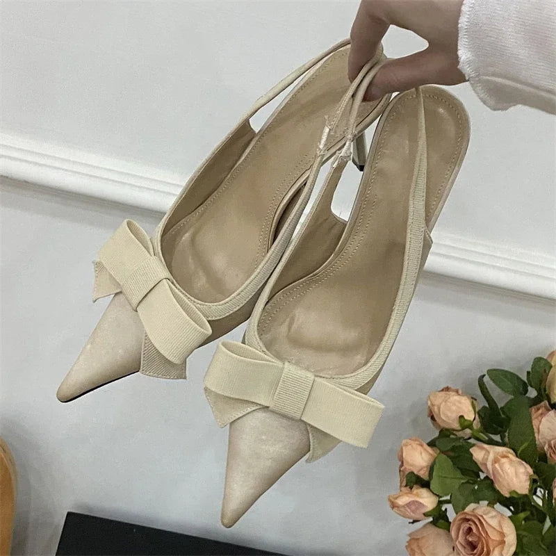 Butterfly-knot Slingbacks Stripper Thin High Heels Shoes