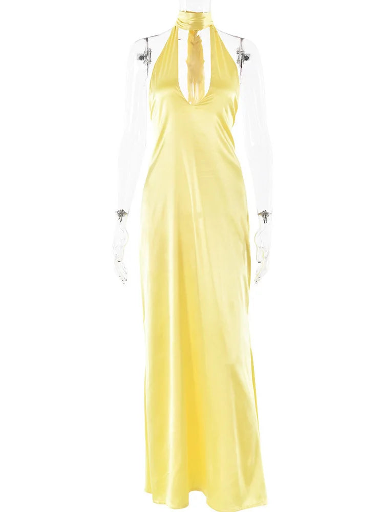 Satin Open Back Dress