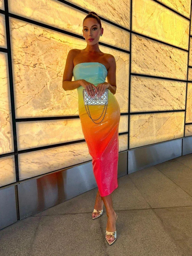 Sequin Ombre Midi Dress
