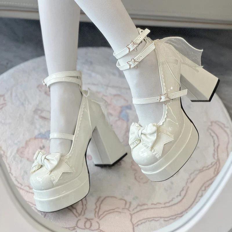Platform High Heel Butterfly-knot Cross Strap Shoes