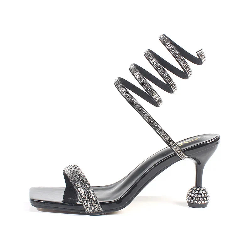 Snake Pattern Thin High Heeled Sandals