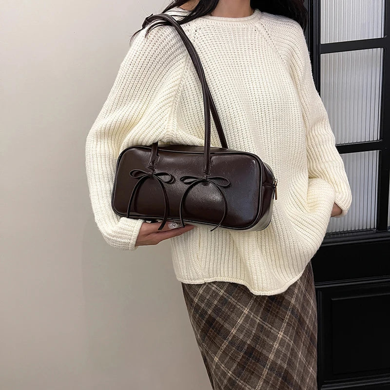 Small Bow Tie Faux Leather Shoulder Bags
