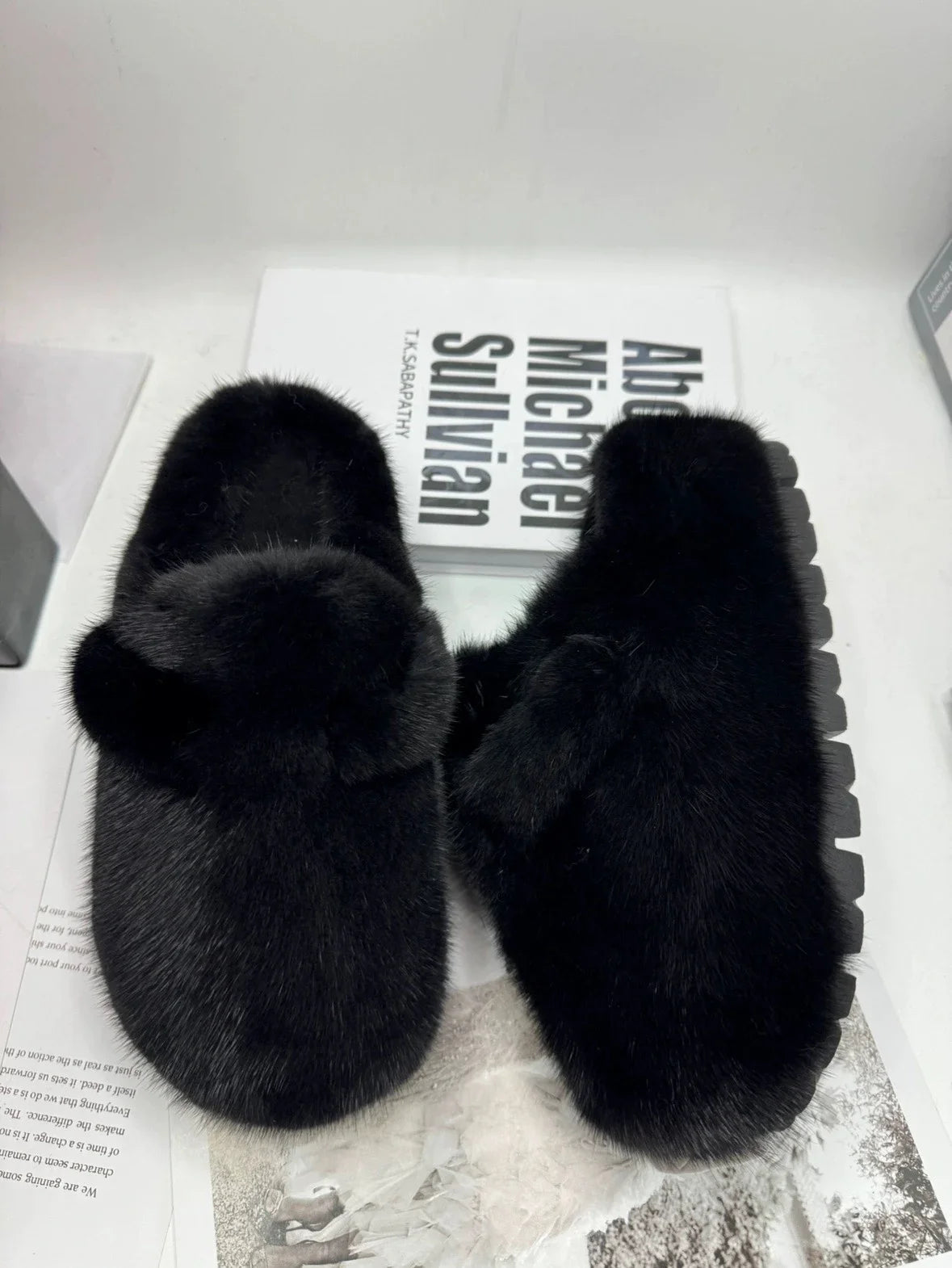 Mink Fur Flat Slipper Shoes
