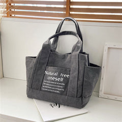 Oluolin Letter Printed Canvas Bags