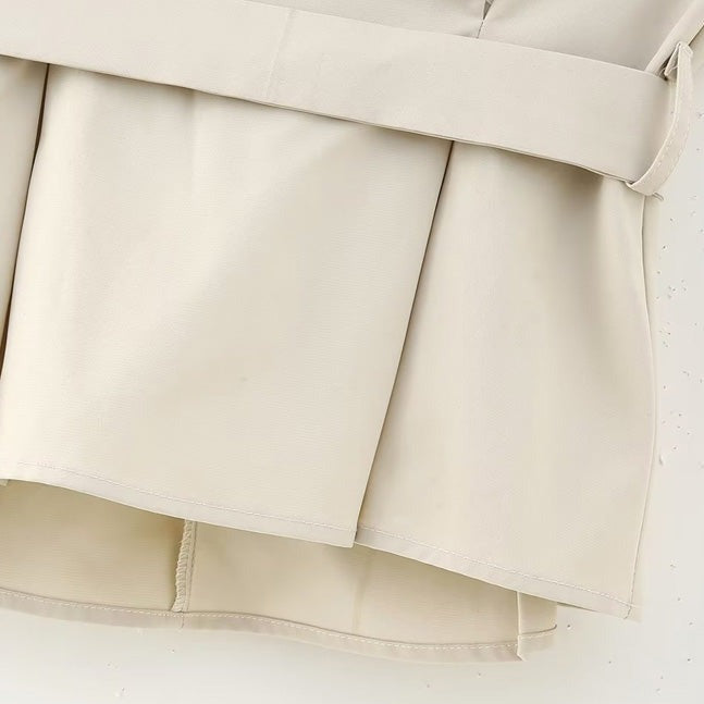 Beige Sleeveless Belted Top