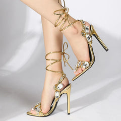 Ankle Strap Stripper Heels Crystal Shoes