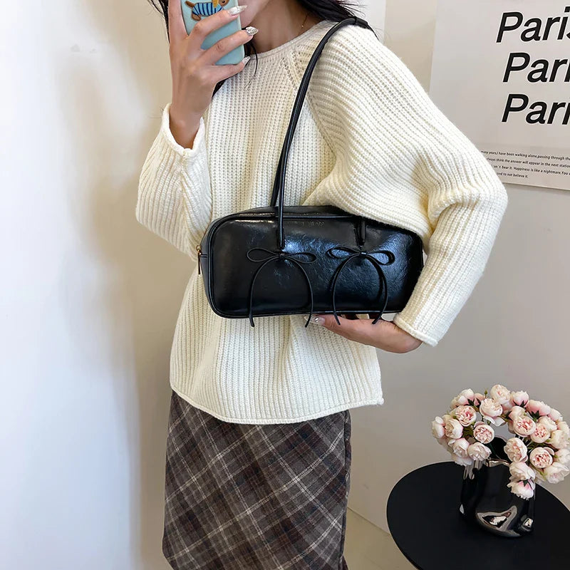 Small Bow Tie Faux Leather Shoulder Bags