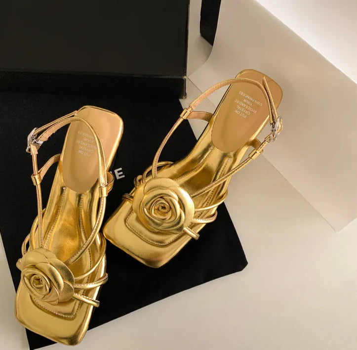 Handmade 3D Flower Open-Toe Sandals