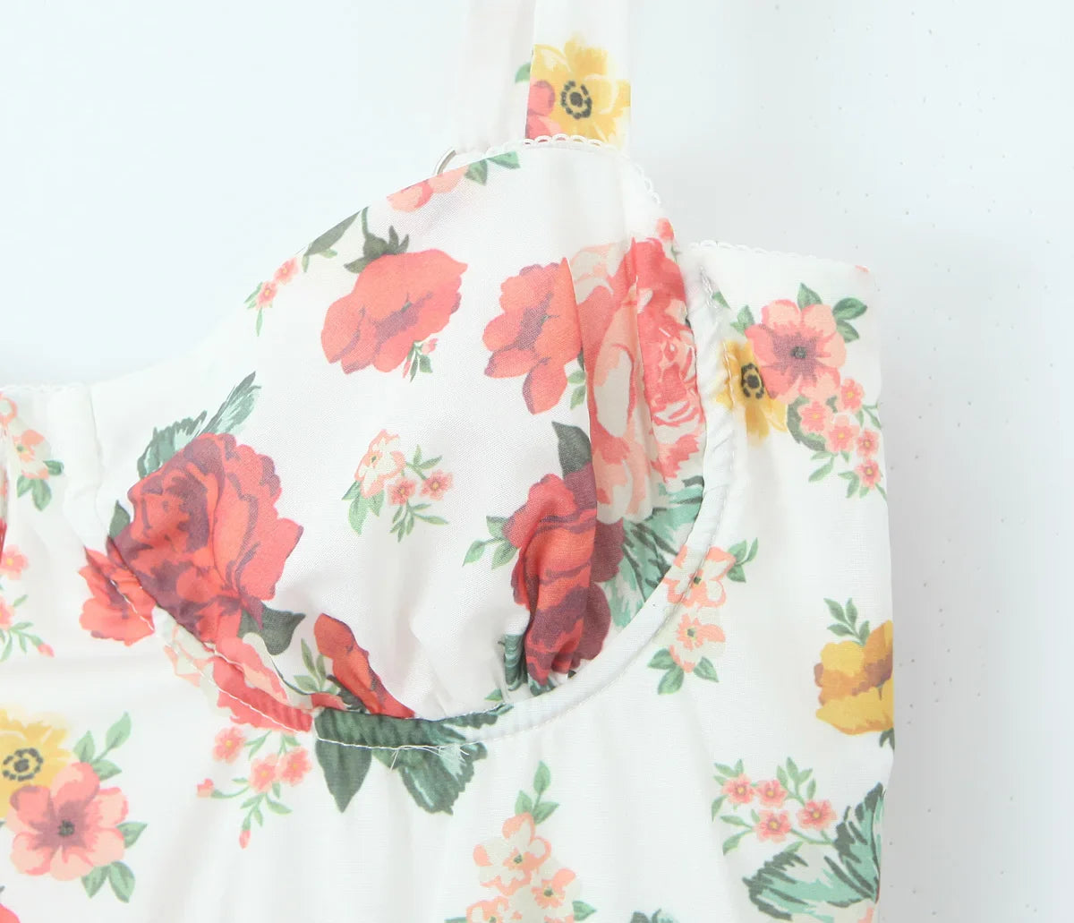 Flower Print Corset Style Ruffles Hem Midi Dress