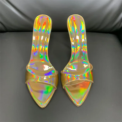 Dazzling Color Peep Toe Ladies Stiletto Sandals
