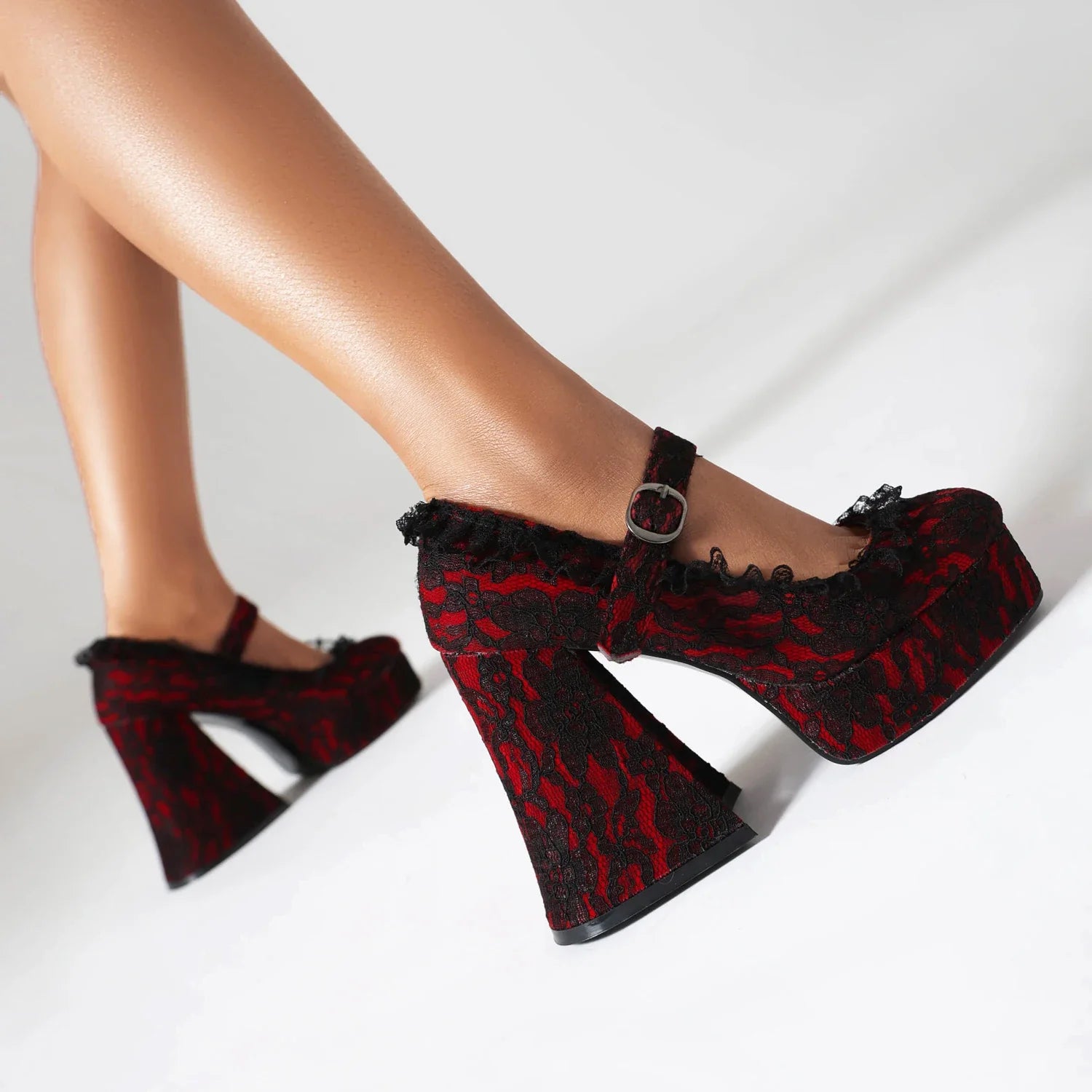 Pumps Super High Heeled Platform Lace Up Shoes