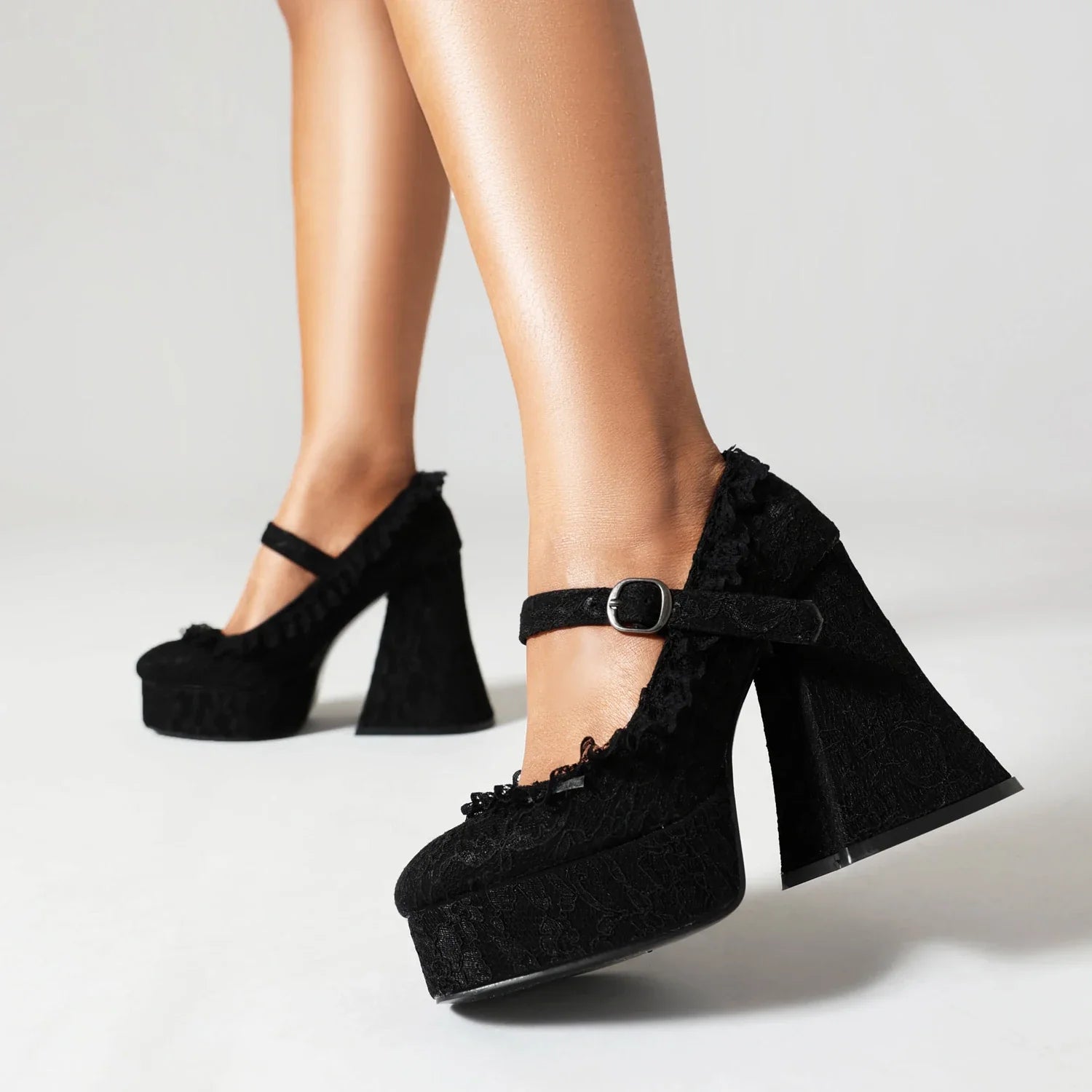 Pumps Super High Heeled Platform Lace Up Shoes
