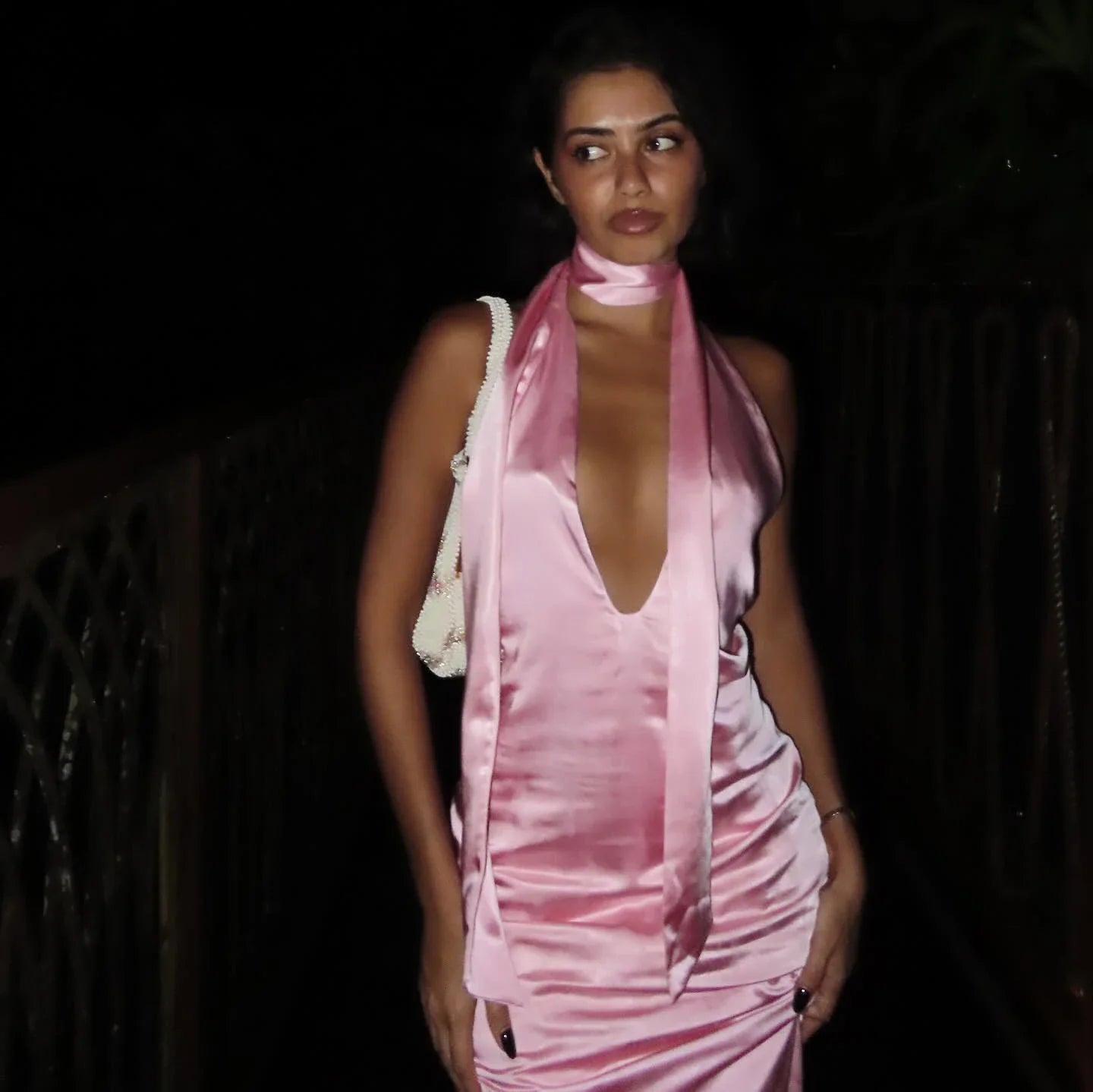 Satin Open Back Dress