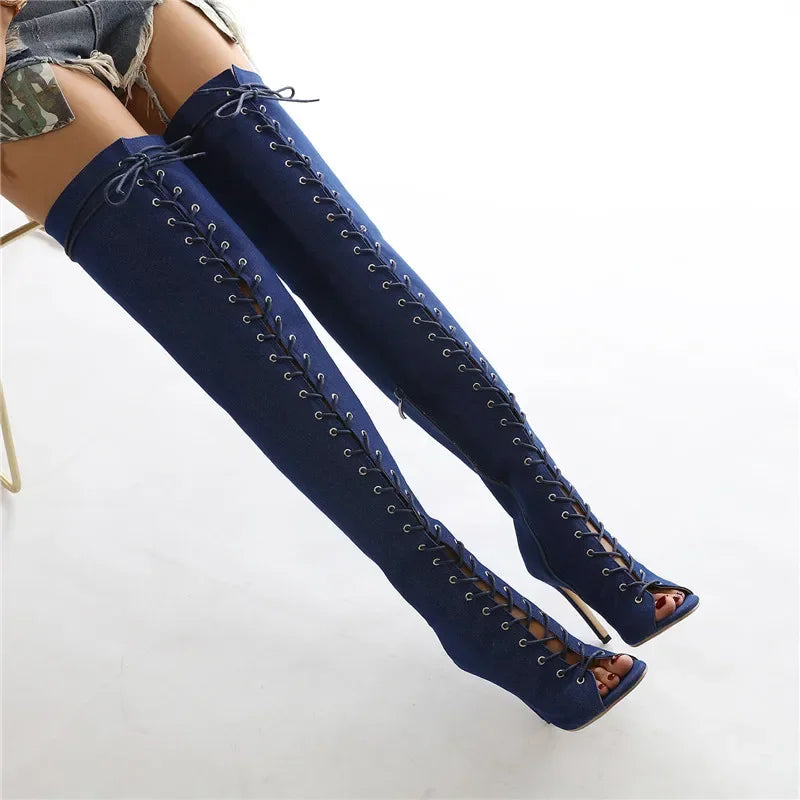 Over-the-knee T-tied Stiletto High Heels Boots