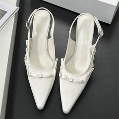 Butterfly-knot Pointed Toe Buckle Strap Mule Shoes