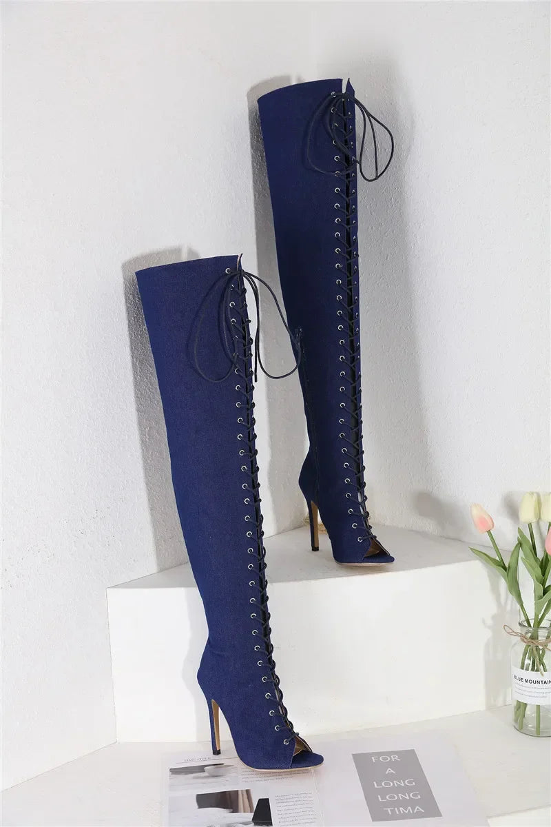 Over-the-knee T-tied Stiletto High Heels Boots