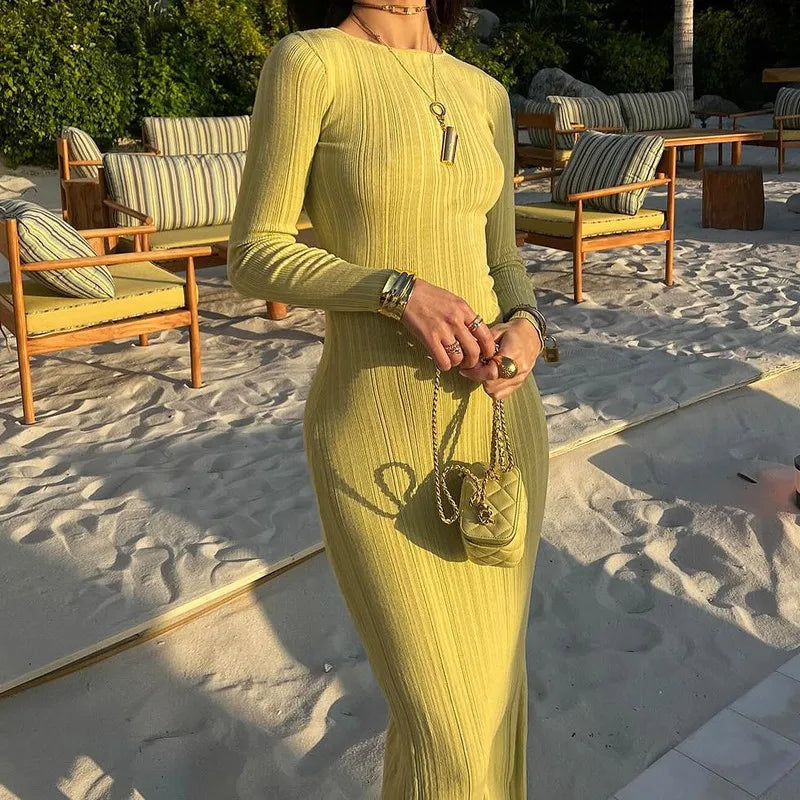 Ribbed Long Sleeve Maxi Dress