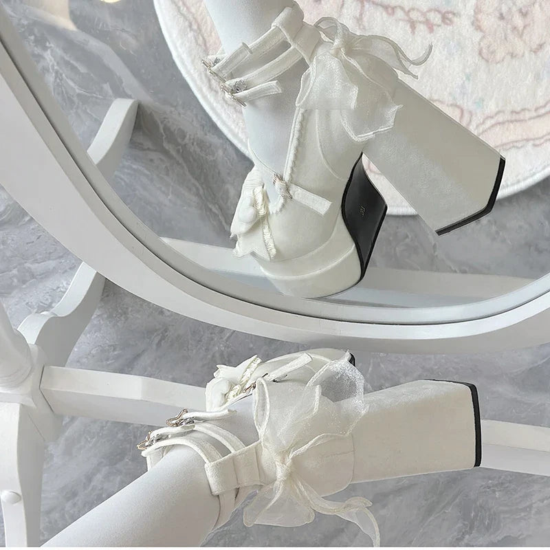 Platform High Heel Butterfly-knot Cross Strap Shoes