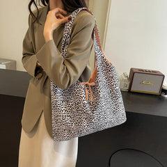 Large Leopard Cloth Underarm Tote Bags