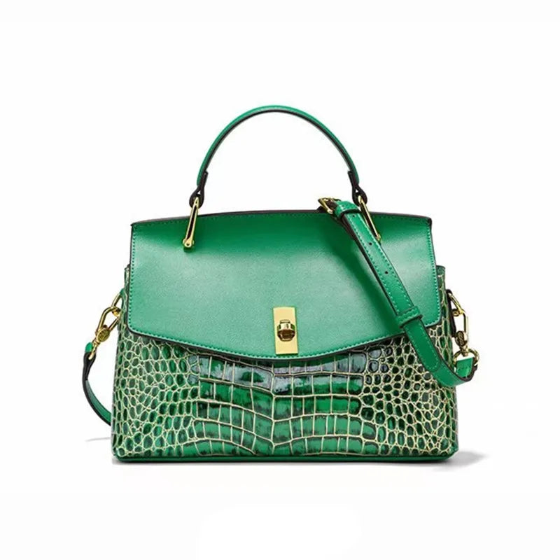 Women's Crocodile Pattern Leather Shell Bags