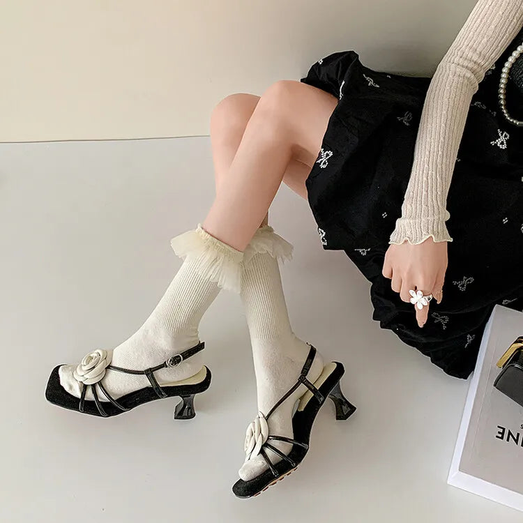 Handmade 3D Flower Open-Toe Sandals