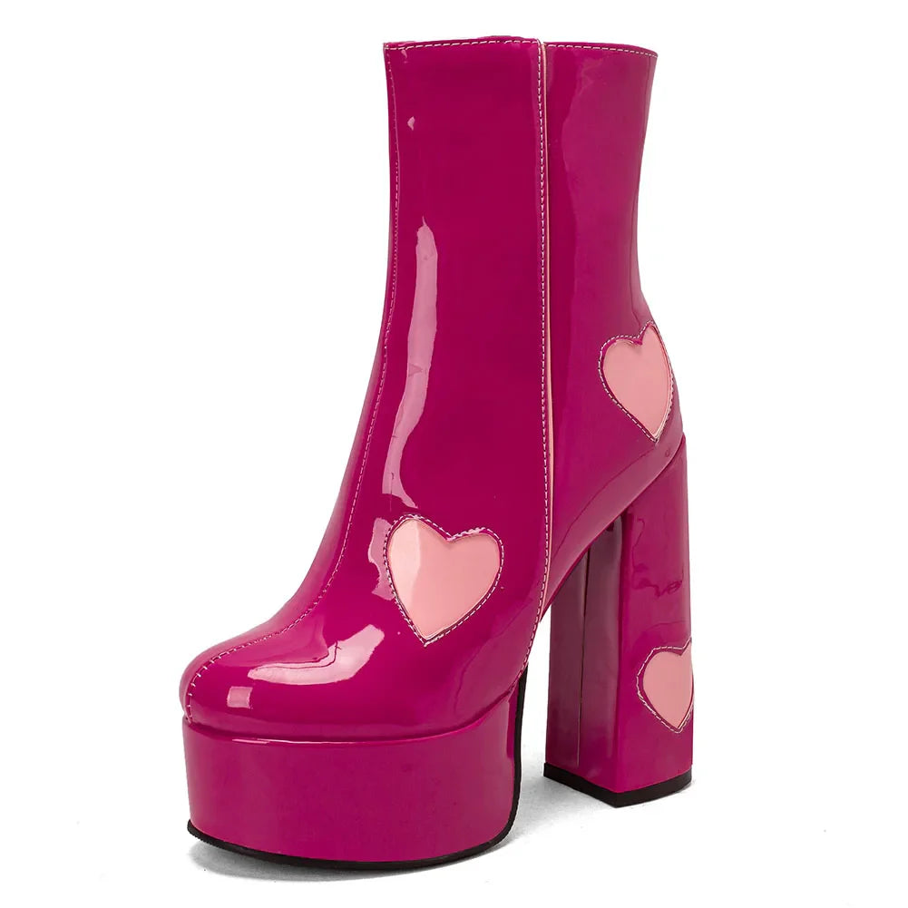Women Ankle Boots Design Heart