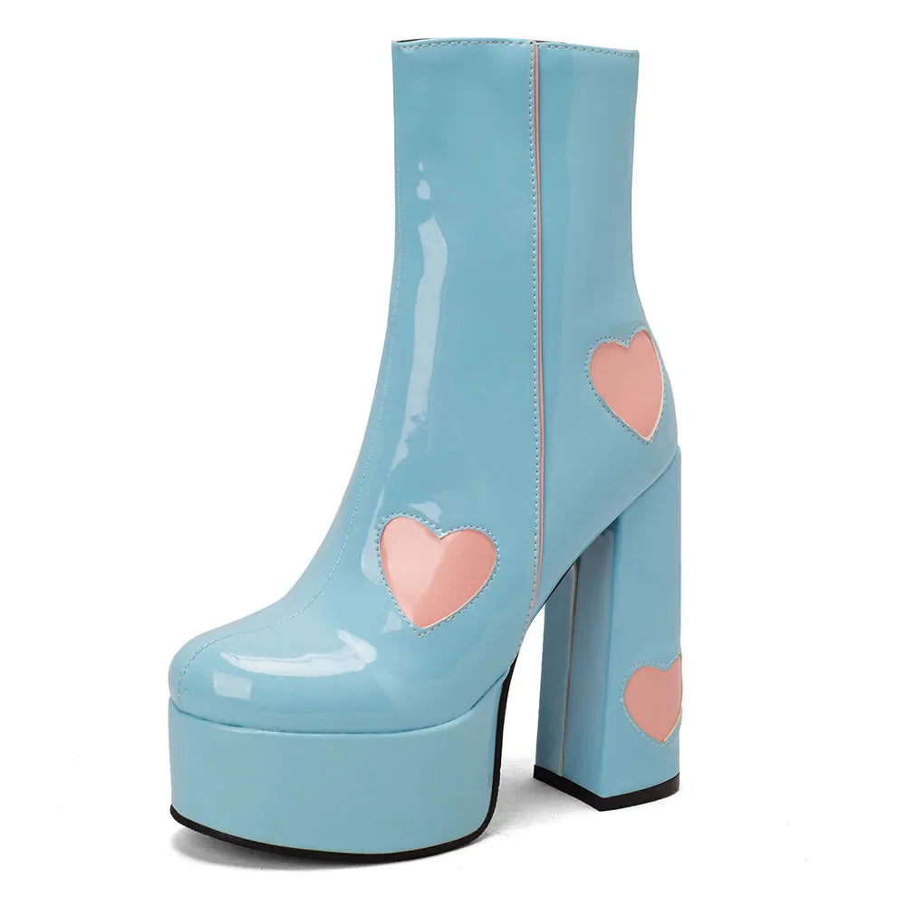 Women Ankle Boots Design Heart