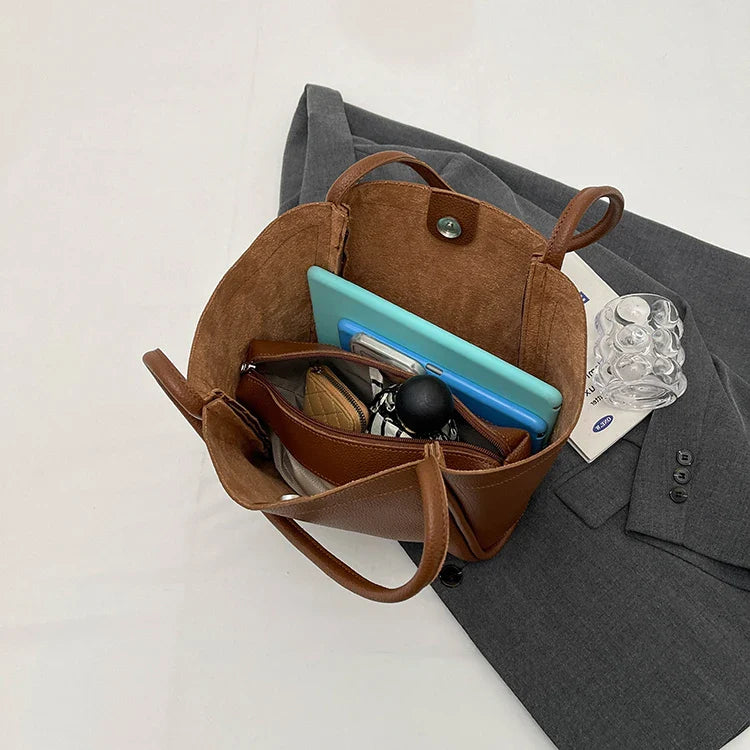 Large Capacity PU Leather Tote Bag