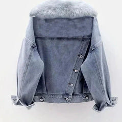 Blue Denim Zipper Thick All-match Hoodies