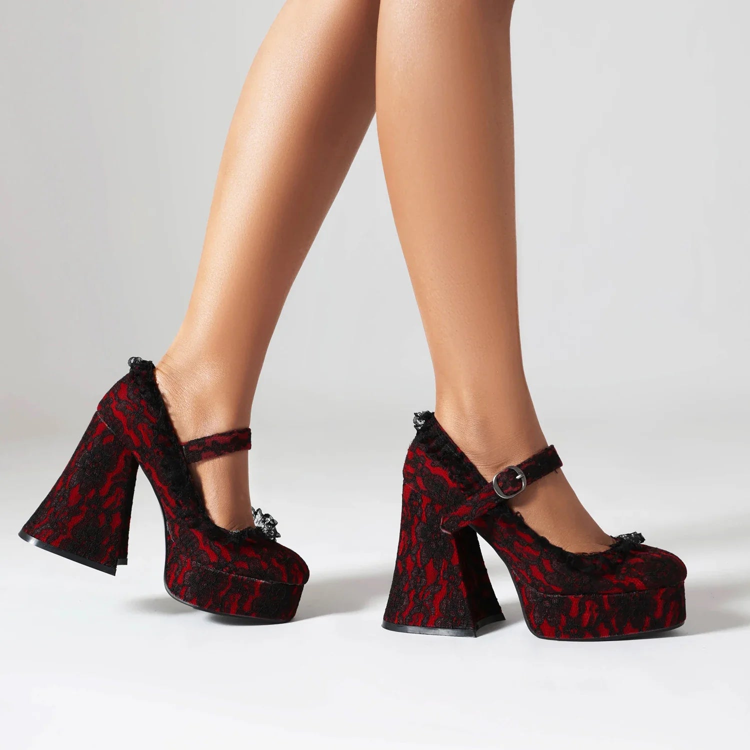 Pumps Super High Heeled Platform Lace Up Shoes