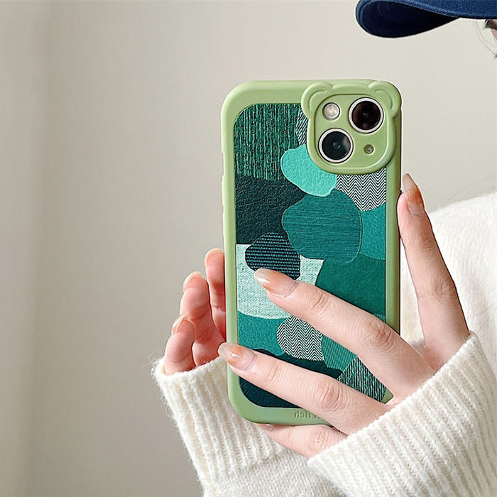 Sage Green Patchwork iPhone Case