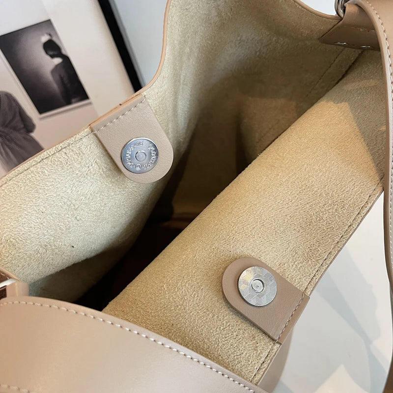 Retro Solid Color Leather Shoulder Bags